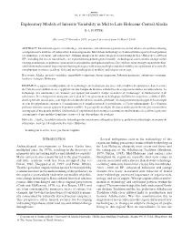 Exploratory Models of Intersite Variability in Mid to Late Holocene Central Alaska B.A