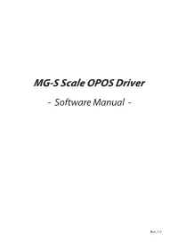 MG-S Scale OPOS Driver Software Manual