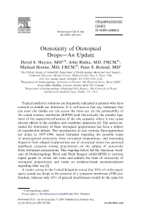 Ototoxicity of Ototopical Dropsdan Update David S