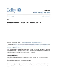 Social Class Identity Development and Elite Schools