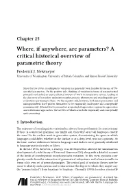 Where, If Anywhere, Are Parameters? a Critical Historical Overview of Parametric Theory Frederick J