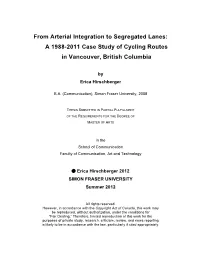 A 1988-2011 Case Study of Cycling Routes in Vancouver, British Columbia