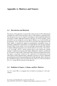 Appendix A: Matrices and Tensors