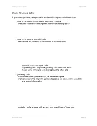 Chapter 16 Lecture Outline A. Gustation