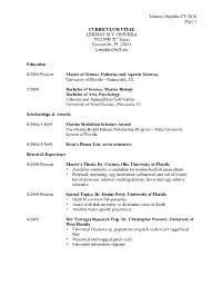 Lindsay Onjukka CV 2010 Page 1 CURRICULUM VITAE LINDSAY M.V