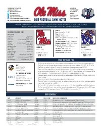 Ole Miss Game Notes