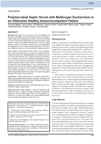 Polymicrobial Septic Shock with Multiorgan Dysfunction in An