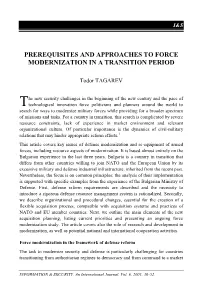 Prerequisites and Approaches to Force Modernization in a Transition Period