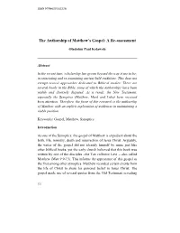 The Authorship of Matthew's Gospel