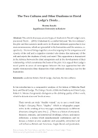 The Two Cultures and Other Dualisms in David Lodge's Thinks
