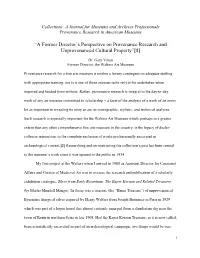 “A Former Director's Perspective on Provenance Research And