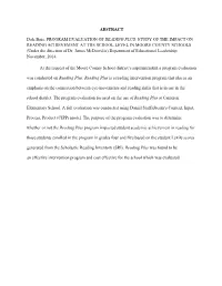 ABSTRACT Dale Buie, PROGRAM EVALUATION of READING PLUS