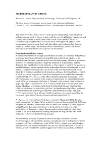 ARCHAEOBOTANY in GREECE Alexandra Livarda, Department Of