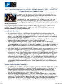 NATO's Positions Regarding Nuclear Non-Proliferation, Arms Control And