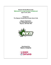 Nepean Kanata Barracudas Welcome to Long Course Invitational April 13-15, 2018