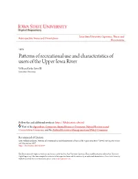 Patterns of Recreational Use and Characteristics of Users of the Upper Iowa River William Kerlin Seitz III Iowa State University