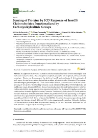 Sensing of Proteins by ICD Response of Iron(II) Clathrochelates Functionalized by Carboxyalkylsulﬁde Groups