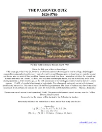 The Passover Quiz 2020-5780