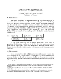THE SYNTACTIC MANIFESTATION of NOMINAL FEATURE GEOMETRY* Elizabeth Cowper and Daniel Currie Hall University of Toronto 0. Introd