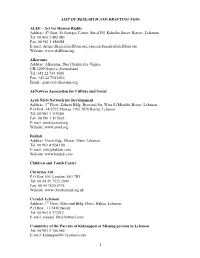 1 LIST of RESEARCH and DRAFTING Ngos ALEF – Act For