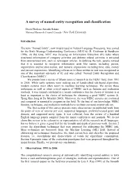 A Survey of Named Entity Recognition and Classification