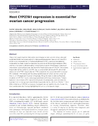 Host CYP27A1 Expression Is Essential for Ovarian Cancer Progression