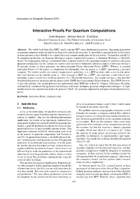 Interactive Proofs for Quantum Computations