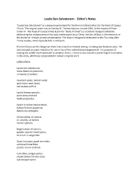 Lauda Sion Salvatorem – Editor’S Notes