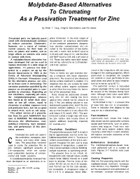 Molybdate-Based Alternatives to Chromating As a Passivation Treatment for Zinc