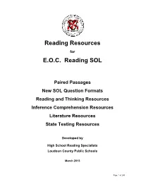 Reading Resources E.O.C. Reading