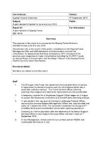 Report Of: for Information Superintendent of Epping Forest SEF 39/15