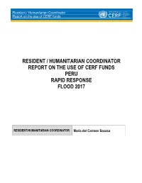 Resident / Humanitarian Coordinator Report on the Use of CERF Funds