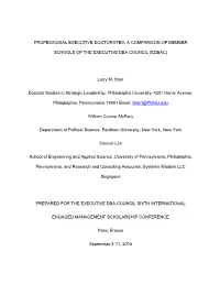 A Comparison of Member Schools of the Executive
