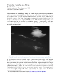 Cumulus Humilis and Virga Nicholas Travers Clouds2 Assignment – Flow Visualization 2012 University of Colorado at Boulder