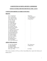 Notes on Provincial Consultative Mtg., Central, Nyeri