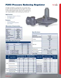 P203 Pressure Reducing Regulator a DIVISION of MARSH BELLOFRAM