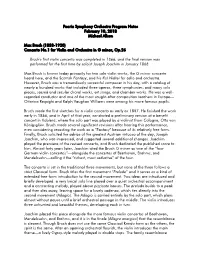 Peoria Symphony Orchestra Program Notes February 10, 2018 Michael Allsen