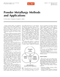 Powder Metallurgy Methods and Applications