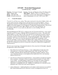 Watershed Management Carroll University – Fall 2013