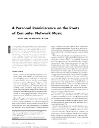 A Personal Reminiscence on the Roots of Computer Network Music