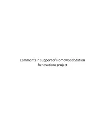 Comments in Support of Homewood Station Renovations Project