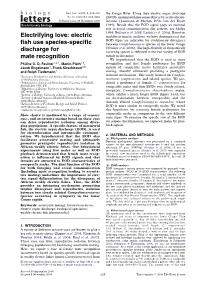 Electric Fish Use Species-Specific Discharge for Mate Recognition