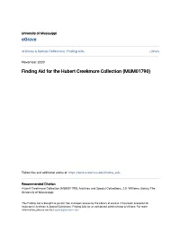 Finding Aid for the Hubert Creekmore Collection (MUM01790)