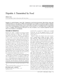 Hepatitis a Transmitted by Food