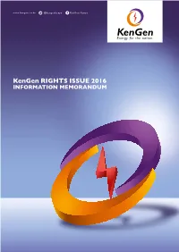 Kengen RIGHTS ISSUE 2016 INFORMATION MEMORANDUM