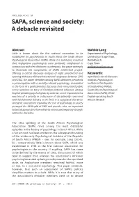 SAPA, Science and Society: a Debacle Revisited