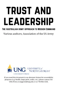 The Australian Army Approach to Mission Command Various Authors