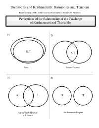 Theosophy and Krishnamurti: Harmonies and Tensions