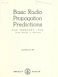 Basic Radio Propagation Predictions for February 1956: Three Months In