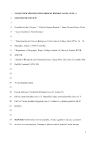Ecosystem Services Provided by Bromeliad Plants: A
